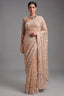 Beige Net Designer Saree Enriched With Glamorous Sequins And Cutdana Hand Embroidery