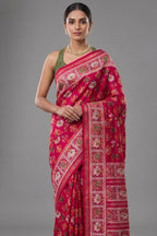 Red Silk Traditional Patola Weave Saree with Handwork