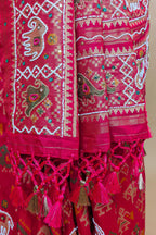Red Silk Traditional Patola Weave Saree with Handwork