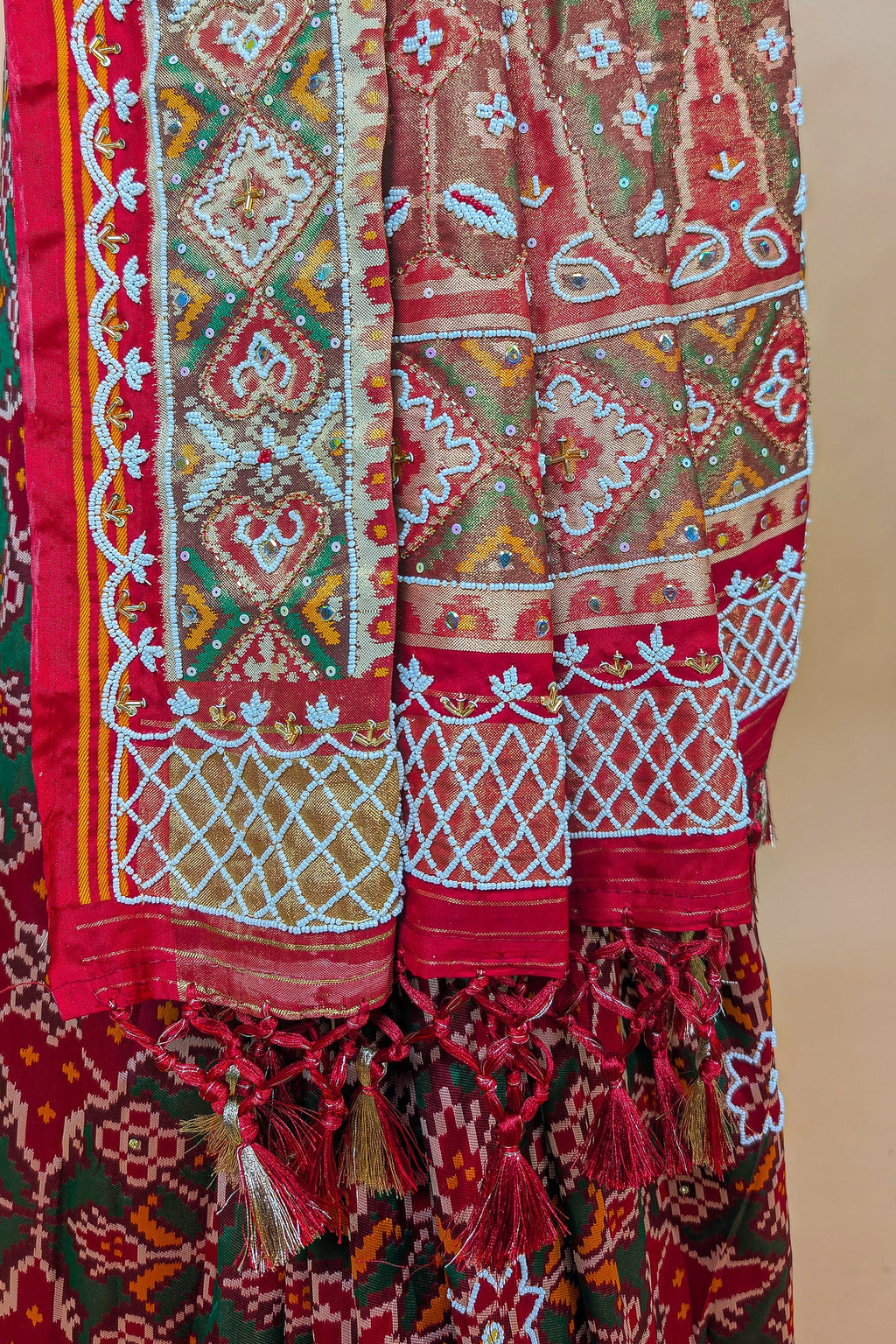 Green Silk Traditional Patola Weave Saree with Handwork