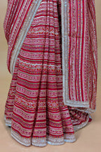 Red Organza Printed Saree