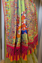 Parrot Green Silk Thread Embroidered Saree