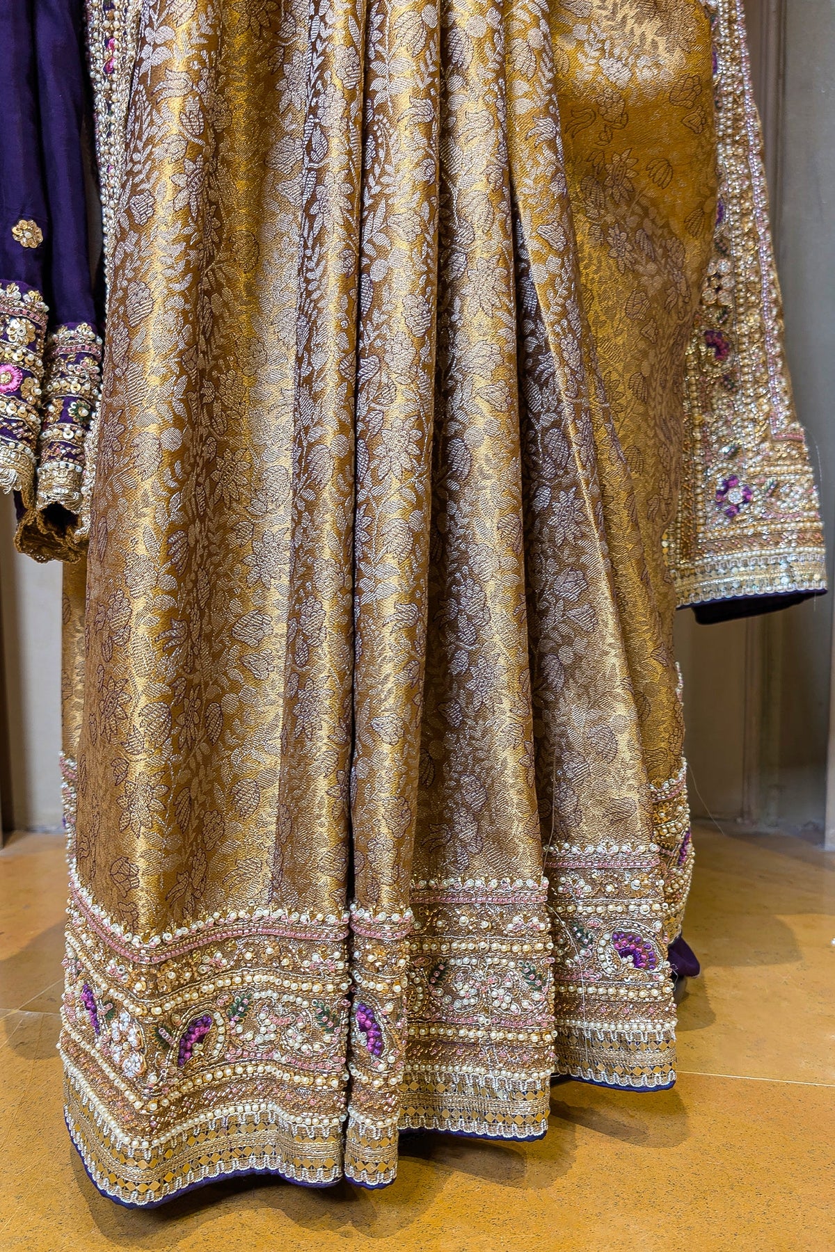 Golden Tissue Traditional Weaving Saree with Handwork Border and Dupatta
