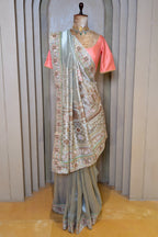 Mint Green Tissue Saree with Designer Pallu