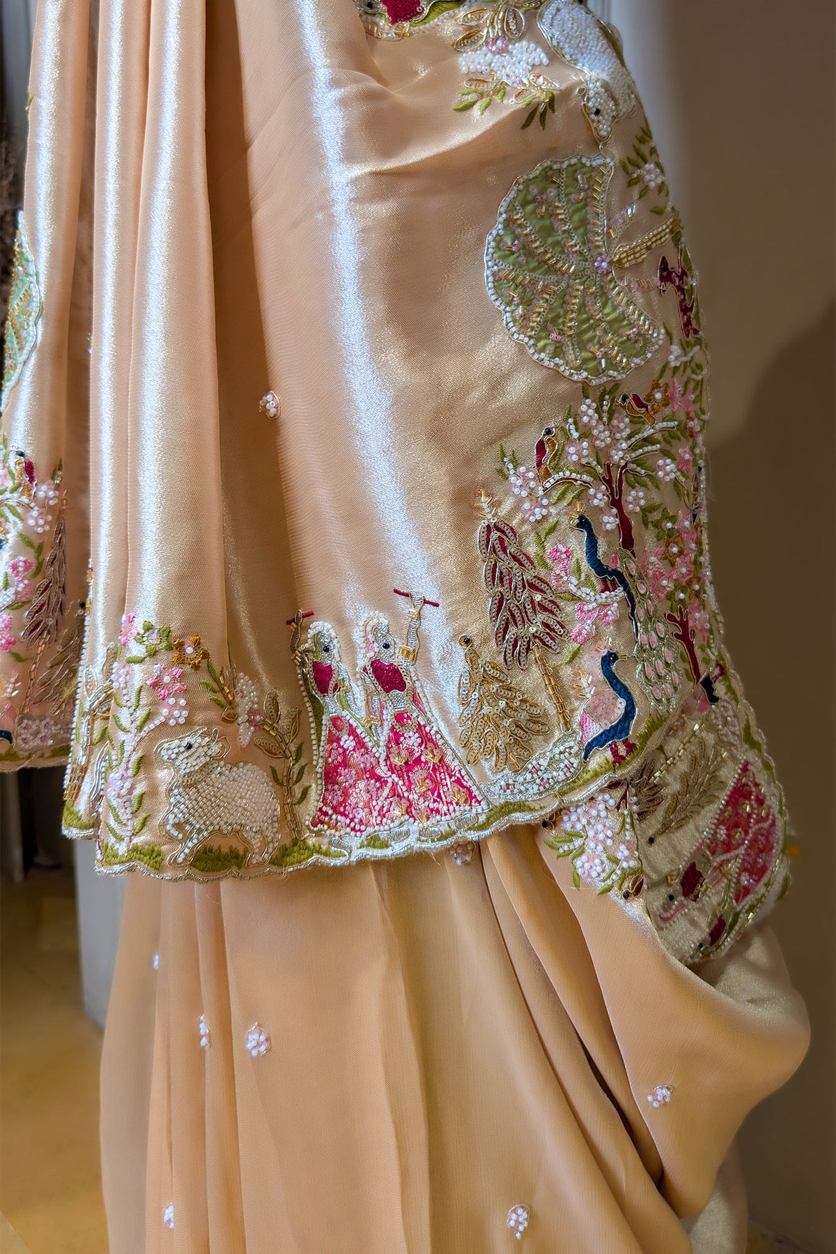 GoldenTissue Saree with Handwork Patch Border