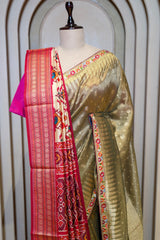 Green Tissue Woven Saree with Patola Dupatta