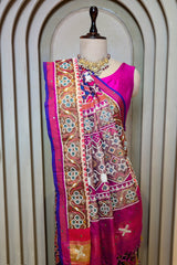 Purple Silk Traditional Patola Saree with Beads Work