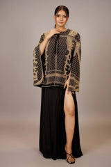 Black Raw Silk Beaded Contemporary Indo-Western Co-ord Set