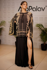 Black Raw Silk Beaded Contemporary Indo-Western Co-ord Set