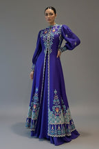 Purple Raw Silk Sequin Embroidered Slit Cut Lehenga Suit
