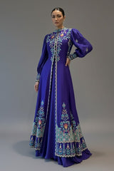Purple Raw Silk Sequin Embroidered Slit Cut Lehenga Suit