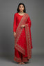 Red Silk Palazzo Suit with Gota Work Cape