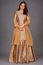 Silver and Golden Tissue Silk Zardosi and Sequin Worked Lehenga Suit