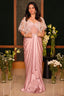Light Pink Satin Net Beaded Draped Fancy Corset Dress with Cape Jacket