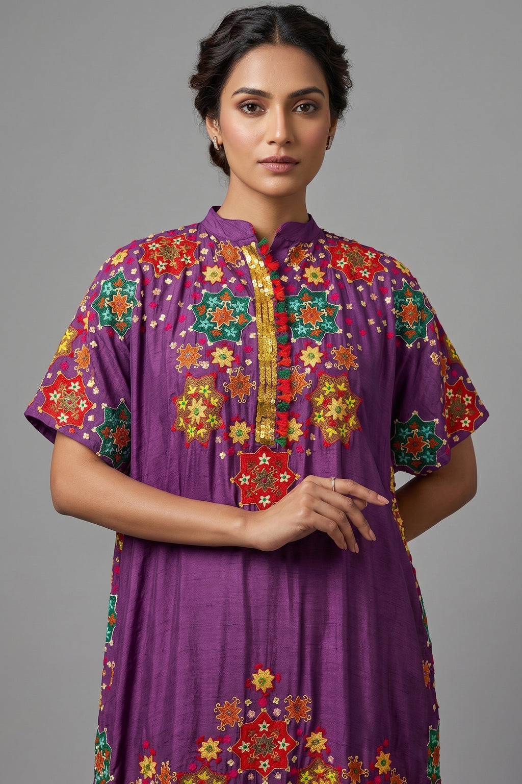 Dark Magenta Silk Embroidered Co-Ord Set