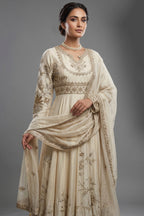 Ivory Hand Embroidered Anarkali Set with Dupatta
