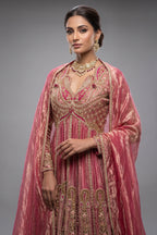 Pink Tissue Designer Heavy Paisley Worked Suit