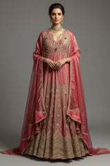 Pink Tissue Designer Heavy Paisley Worked Suit