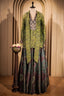 Green Silk Printed Indo Western Set