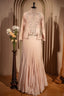 Light Peach Silk Cutdana Beaded Co-Ord Set