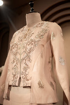 Light Peach Silk Cutdana Beaded Co-Ord Set