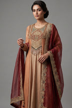 Golden Tissue Silk Zardosi and Sequin Worked Anarkali Suit