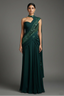 Bottle Green Chinon Silk Indo Western Set