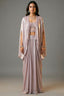 Pink Net Beaded and Sequin Worked Corset Skirt Set with Cape Jacket