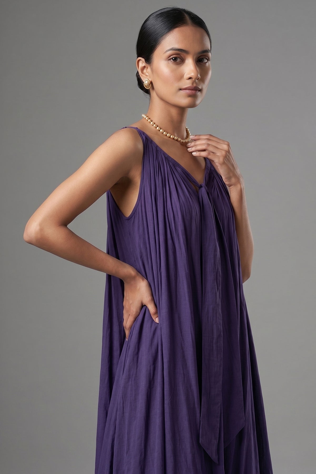 Blue Cotton Silk Solid Co-Ord Set