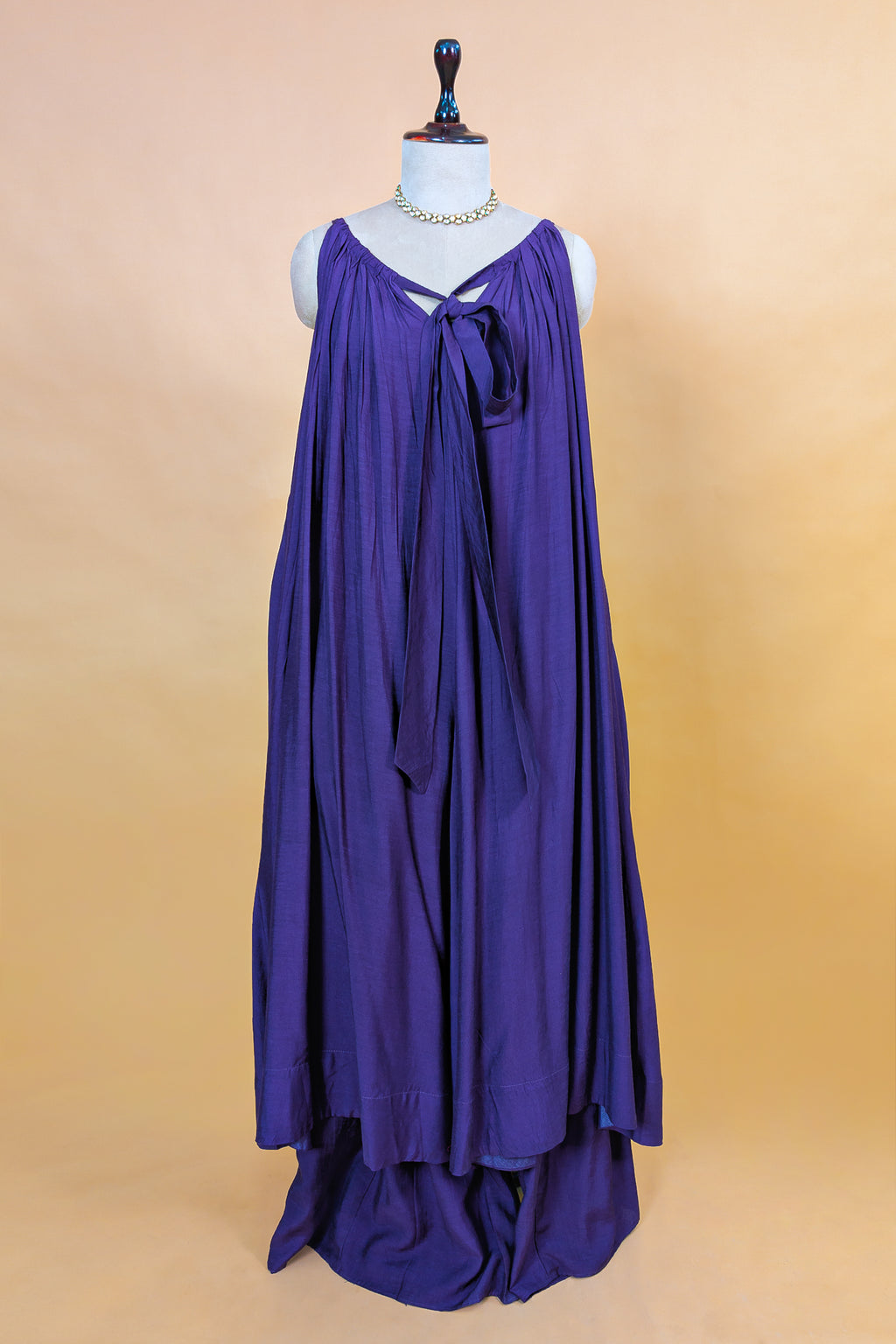 Blue Cotton Silk Solid Co-Ord Set