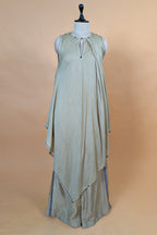 Beige Cotton Silk Solid Co-Ord Set