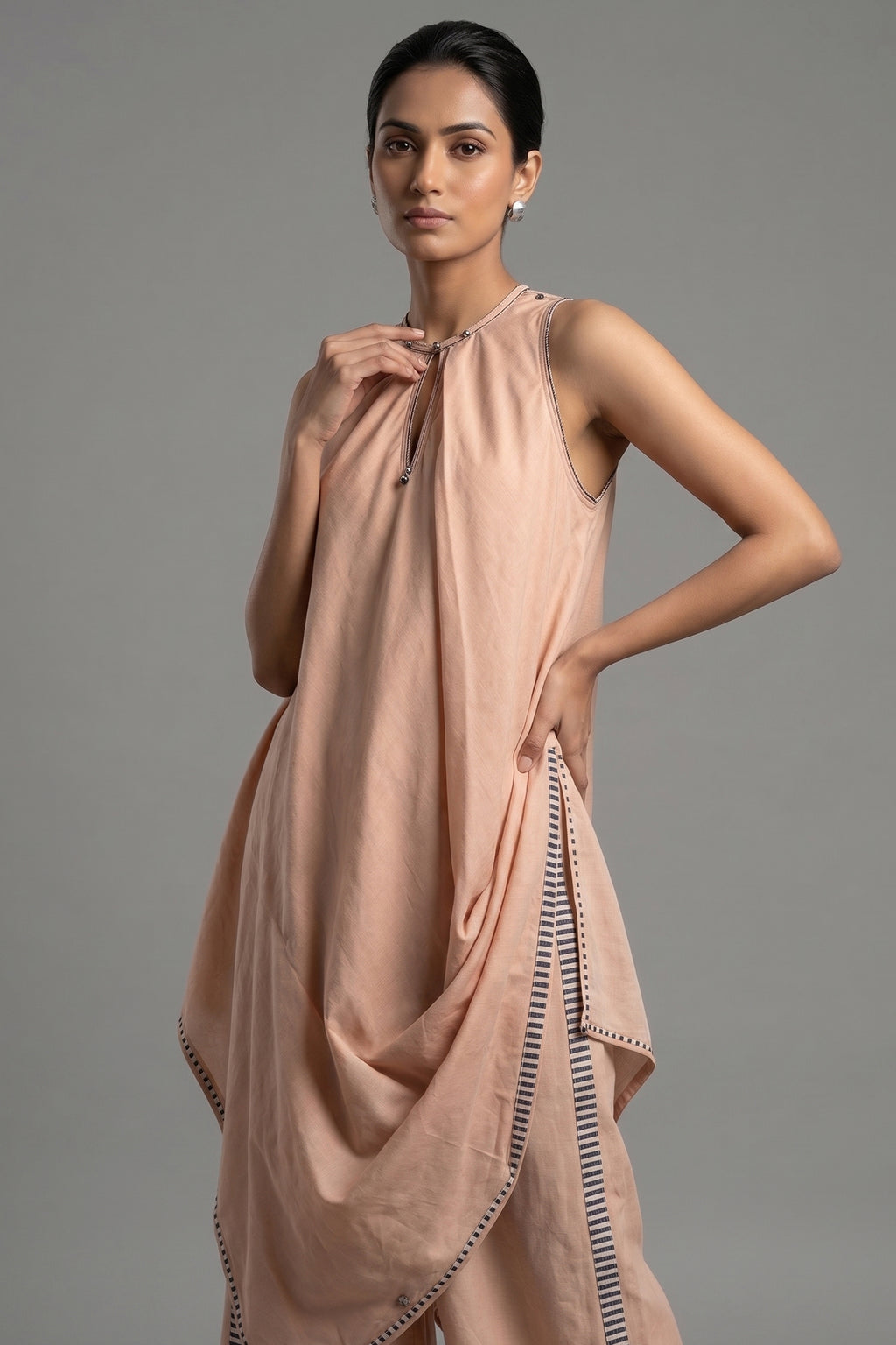 Rose Pink Cotton Silk Solid Co-Ord Set
