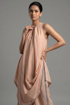 Rose Pink Cotton Silk Solid Co-Ord Set