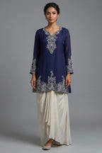 Blue Chinon Chiffon Sequin and Beaded Work Skirt Set