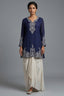 Blue Chinon Chiffon Sequin and Beaded Work Skirt Set