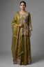 Olive Green Glass Tissue Floral Embroidered Peplum Style Palazzo Suit