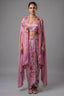 Rosewater Pink Crepe Satin Draped Co-ord Set with Hand-Embroidered Cape Jacket