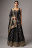 Midnight Black Raw Silk Straight Kurta with Crepe Satin Palazzo and Banarasi Georgette Dupatta Set