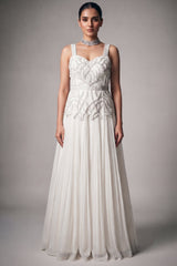 Mustard Raw Silk Hand-Embellished Palazzo Suit