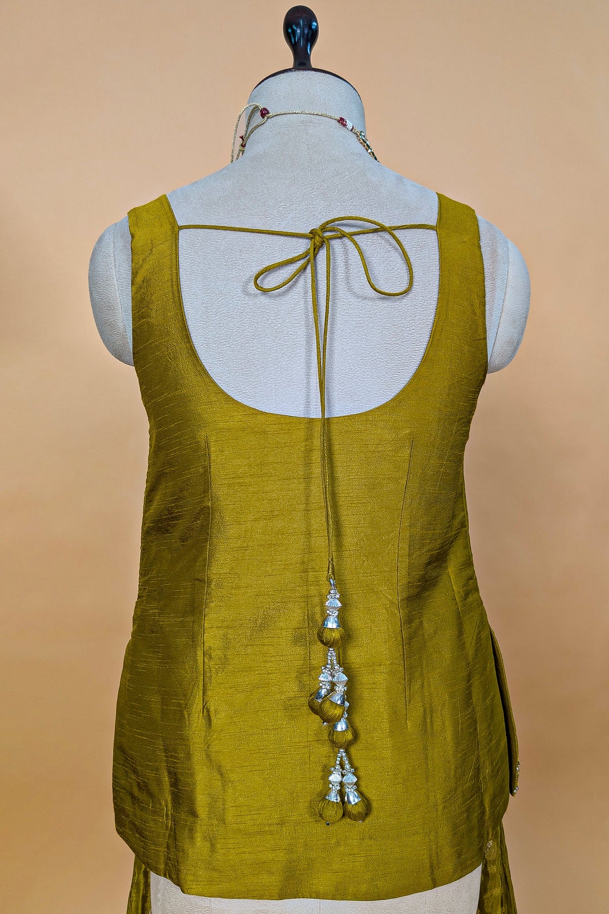 Mustard Raw Silk Hand-Embellished Palazzo Suit