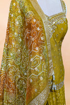 Mustard Raw Silk Hand-Embellished Palazzo Suit