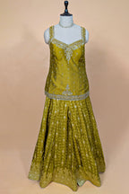 Mustard Raw Silk Hand-Embellished Palazzo Suit