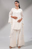 Classic White Handcrafted Chikankari Cotton Co-ord Set with Sheer Bell Sleeves and Tassel Accents