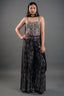 Deep Plum Georgette Fusion Set featuring Handcrafted Cutdana Bustier and Choker-Style Dupatta