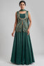 Green Art Silk Slit Cut Bandej Woven Palazzo Suit