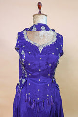 Purple Crepe Silk Woven Work Palazzo Suit with Cutdana and Diamond Work