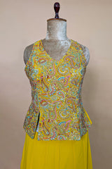 Yellow Georgette Embroidered Palazzo Suit