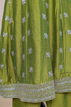 Olive Green Art Silk Embroidered Anarkali Suit