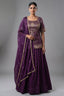 Wine Art Silk Bandhej Woven Slit Cut Lehenga Suit