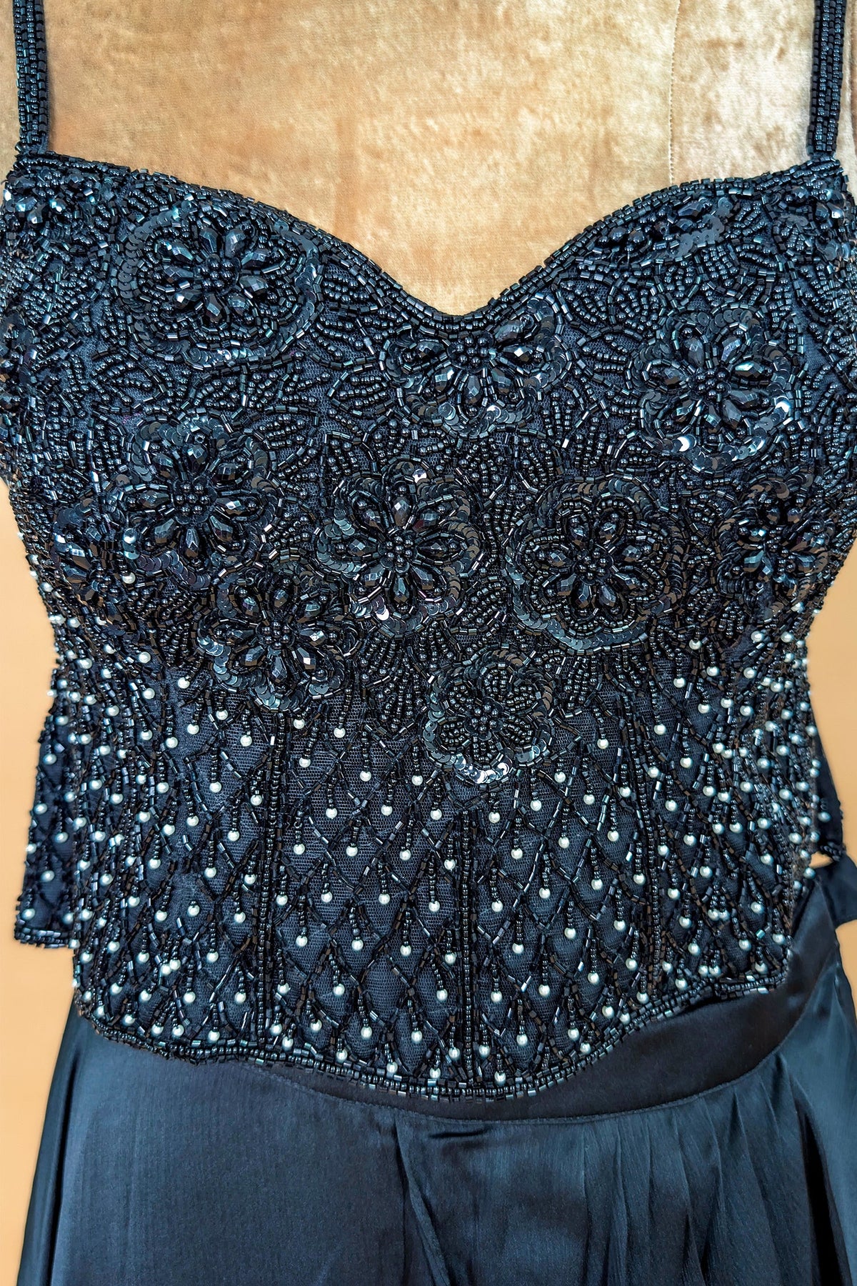 Blue Net Cutdana Worked Crop Top Palazzo Set with Attached Dupatta